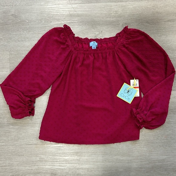 nwt // cece essential Swiss dot textured square neck blouse - Picture 1 of 7